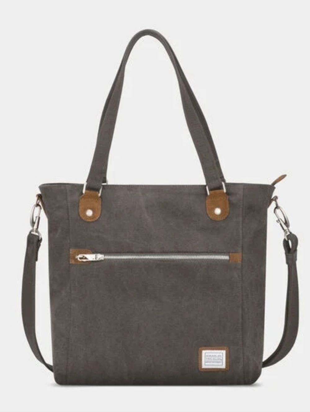 NWT Travelon Anti-Theft Heritage Canvas Tote in Charcoal with Tan Suede Accents